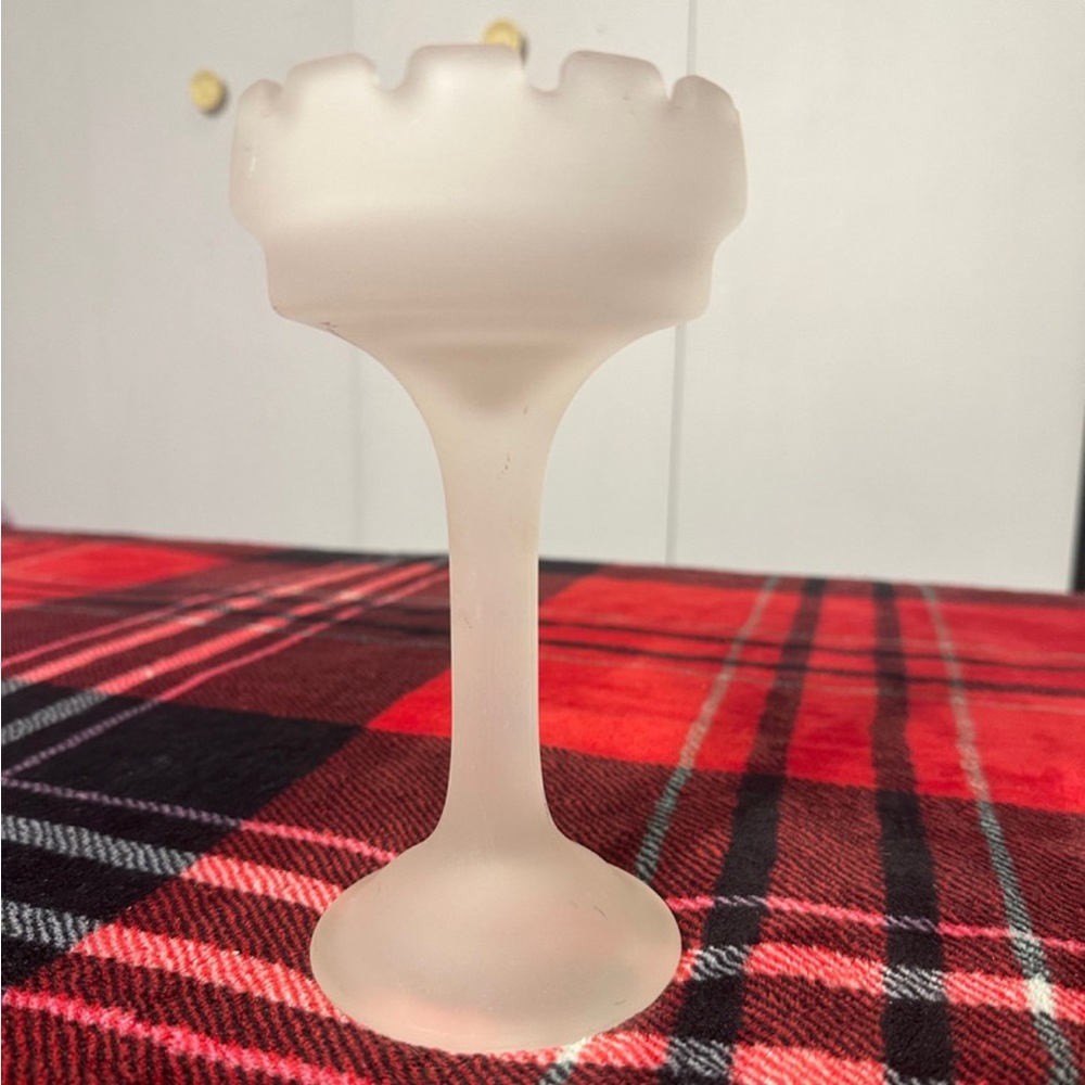 Frosted Glass Scalloped Compote Dish